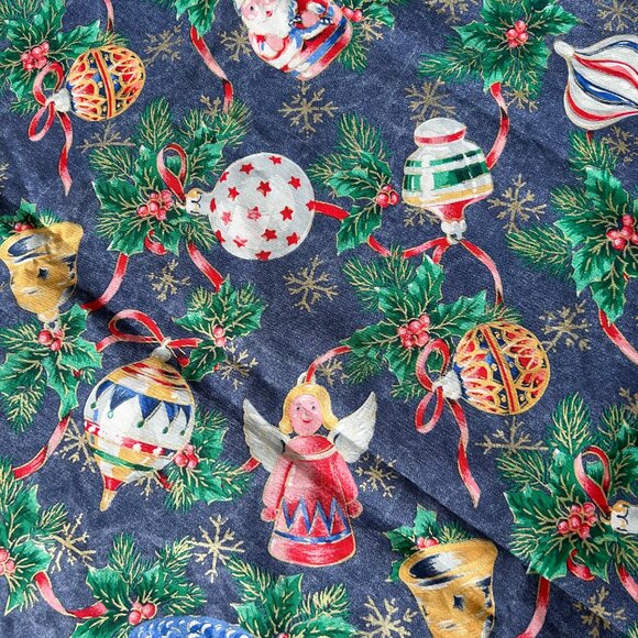 Christmas Cotton Table Cloth 52x72 inches, Santa Themed Tablecloth, Rectangle - Picture 6 of 9